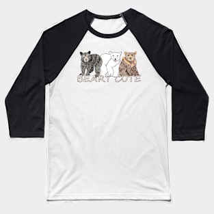 Animal art, sketch, bears, Beary Cute Baseball T-Shirt